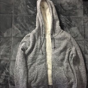 Grey Sherpa Aeropostale Zip-Up Hoodie